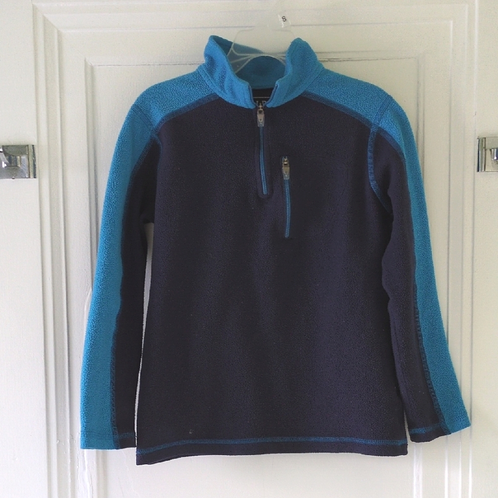 L.L.Bean Quarter Zip Color Block Lightweight Fleece Blue